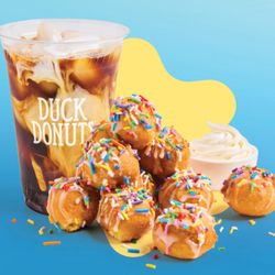 Duck Donuts - Cold brew and donut hole dippers.