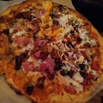 Taverna Rossa - Half supreme & half of the one with the honey drizzle... Yummmm!! - Pizza Near Me - Plano, Texas Taverna Rossa - Half supreme & half of the one with the honey drizzle... Yummmm!! - Pizza Near Me - Plano, Texas