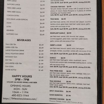 Little Asia Cuisine - Menu #2 Nov. 2023 - Asian Fusion Near Me - Phoenix, Arizona