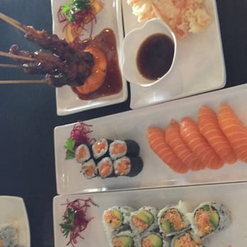 Maple Sushi - Beef sticks, crab tempura, salmon sushi, salmon roll, and spicy crab roll - Sushi Bars Near Me - Vaughan, Ontario
