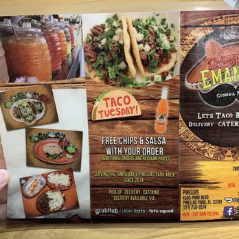 Taqueria Emanuel - Other side of menu with contact information - Mexican Near Me - Tampa, Florida Taqueria Emanuel - Other side of menu with contact information - Mexican Near Me - Tampa, Florida