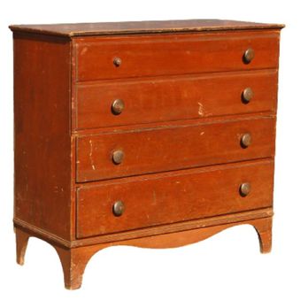 Barnfinds Antiques - Red Paint Blanket Chest - Antiques Near Me - Orwell, Vermont
