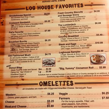 Log House Restaurant - the breakfast menu - American Near Me - Argos, Indiana