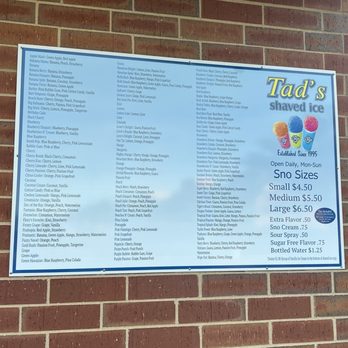 Tad's Shaved Ice - Menu - Desserts Near Me - Overland Park, Kansas Tad's Shaved Ice - Menu - Desserts Near Me - Overland Park, Kansas