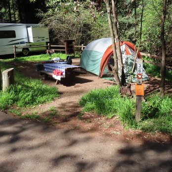 Samuel P Taylor State Park - SPTSP Campsite 36. Pretty small. Conveniently located near baths and showers (although they were closed due to the pandemic/water shortage. - Parks Near Me - Lagunitas, California