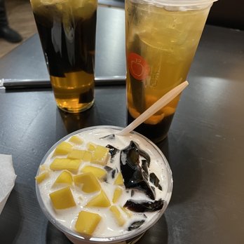 Yu's Cafe - Peach Oolong Tea Honey Green Tea Mango and Grass Jelly Coconut Ice - Desserts Near Me - San Francisco, California Yu's Cafe - Peach Oolong Tea Honey Green Tea Mango and Grass Jelly Coconut Ice - Desserts Near Me - San Francisco, California