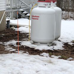 Suburban Propane - Propane tanks placed unsafely and directly on top of a septic tank.