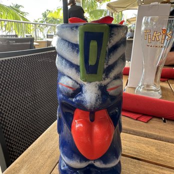 Tikis Grill & Bar - Ube Colada with souvenir tiki cup - Seafood Near Me - Honolulu, Hawaii Tikis Grill & Bar - Ube Colada with souvenir tiki cup - Seafood Near Me - Honolulu, Hawaii