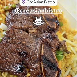 CreAsian Bistro - Short Ribs over curry rice and vegetables. You can taste it just by looking at it!