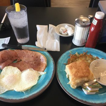 Buttered Biscuit - Can you say SCRUMPTIOUS? Cooked to perfection. And the portions! This is ONE entree'. Thank goodness we usually share a plate. - Breakfast & Brunch Near Me - Waynesville, North Carolina
