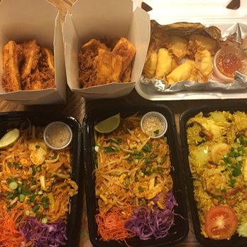 Blue Elephant - $70 worth of food. A little pricey, but yummy.Fried bananas,crab Rangoons, dbl chicken pad Thai and pineapple fried rice - Thai Near Me - Bakersfield, California