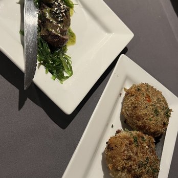 The Blue Lion - Grilled Wasabi Elk Filet   Duck cakes - New American Near Me - Jackson, Wyoming