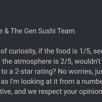 Gen Sushi - Gen Owner Comments 03 - Sushi Bars Near Me - Battle Ground, Washington