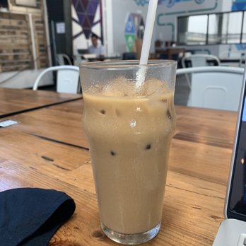 Caboose Commons - iced oat milk latte 3 - Breweries Near Me - Fairfax, Virginia