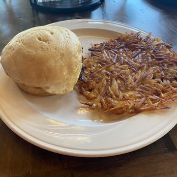 Caddy's Restaurant - Breakfast sandwich with burnt bacon and burnt hash browns. Minus the ketchup and potatoes I actually ordered. - Breakfast & Brunch Near Me - Ione, California