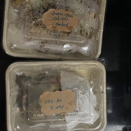 three trays of food