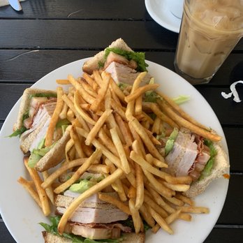 Bea Bea's - Turkey club with fries (iced caramel latte) - Coffee & Tea Near Me - Burbank, California Bea Bea's - Turkey club with fries (iced caramel latte) - Coffee & Tea Near Me - Burbank, California