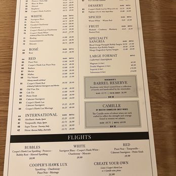 Cooper’s Hawk Winery & Restaurant - Wine list - New American Near Me - Oak Park, Illinois Cooper’s Hawk Winery & Restaurant - Wine list - New American Near Me - Oak Park, Illinois