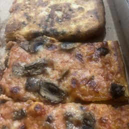 Hamburger, mushroom pizza and just a mushroom pizza $24 for nothing