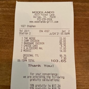 Woodlands American Grill - American Near Me - Dallas, Texas