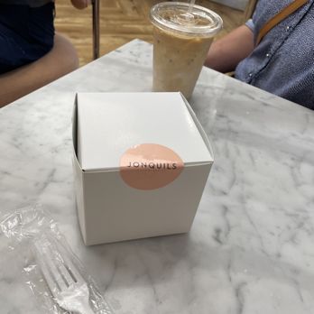 Jonquils Cafe & Bakery - ordered togo, ate down the stairs, also featured is iced latte - Cafes Near Me - Boston, Massachusetts