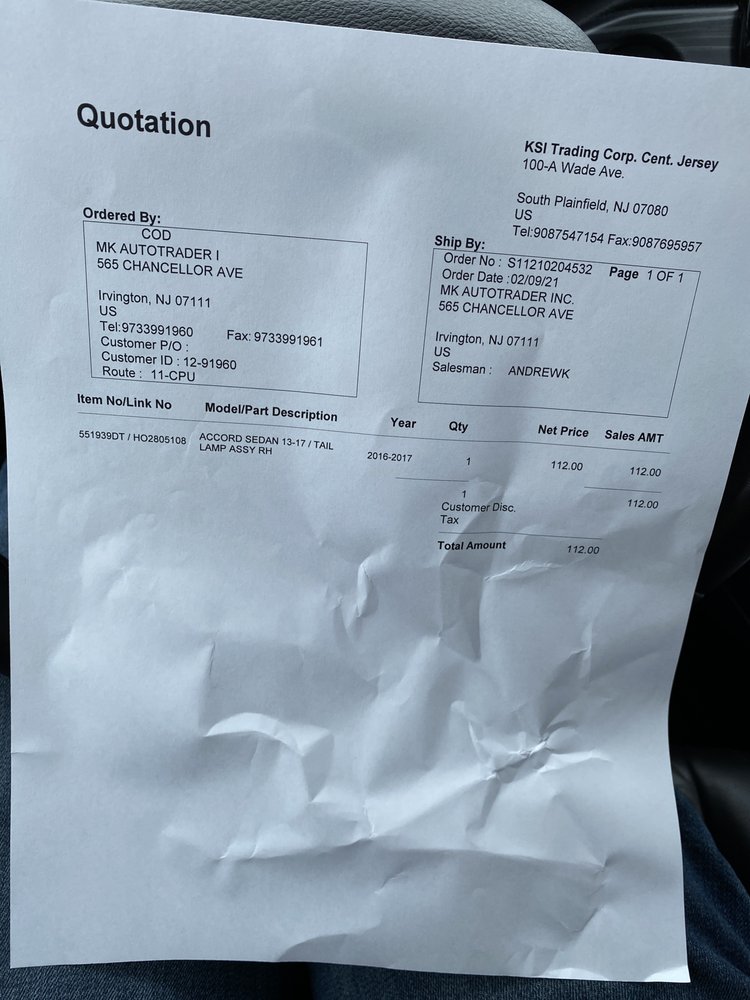 KSI TRADING 100A Wade Ave, South Plainfield, New Jersey Auto Parts & Supplies Phone