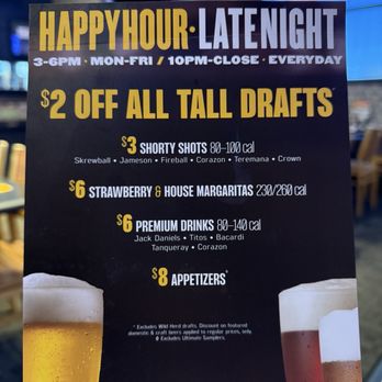 Buffalo Wild Wings - Happy hour menu - American Near Me - Concord, California