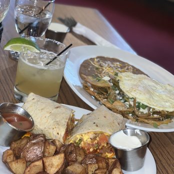 The Mill at The Kasteel - Breakfast Burrito  Chilaquiles Verde Cadillac Margarita - American Near Me - Oak Harbor, Washington