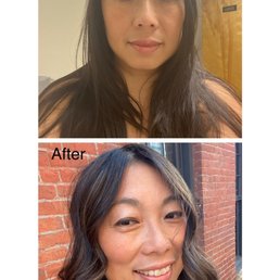 Before and after cut and balayage