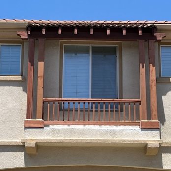 Optivest Build - Beautiful redwood posts and built handrail piece, before prep for painting - General Contractors Near Me - Walnut Creek, California