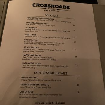 Crossroads Kitchen - Cocktail menu - Vegan Near Me - Los Angeles, California Crossroads Kitchen - Cocktail menu - Vegan Near Me - Los Angeles, California