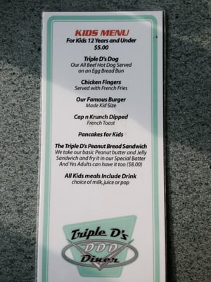 Menu photo 6 Triple D's Diner Niagara Falls, ON