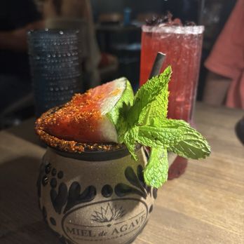 Miel De Agave - The Chichén Itza: Mezcal with watermelon. Sooo good - Mexican Near Me - Phoenix, Arizona Miel De Agave - The Chichén Itza: Mezcal with watermelon. Sooo good - Mexican Near Me - Phoenix, Arizona