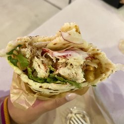 The chicken Caesar wrap with baked crispy chicken is actual perfection