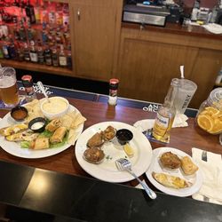 Brass Rail - Stuffed mushrooms and sampler platter. Delicious!