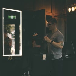 Heroes and Villains Barbers - Tim doing his thing.