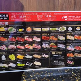 Korean BBQ menu