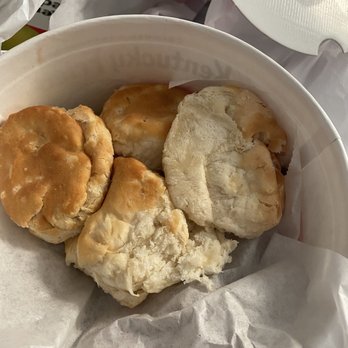 KFC - Biscuits smashed in to the top of a fried chicken bucket. - Chicken Wings Near Me - Meriden, Connecticut