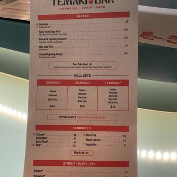 Temaki Bar - Menu - Sushi Bars Near Me - Las Vegas, Nevada Temaki Bar - Menu - Sushi Bars Near Me - Las Vegas, Nevada