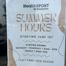 HealthSPORT - McKinleyville - Summer 2024 hours