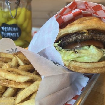 Hamburger Hut - Burger with fries - Cocktail Bars Near Me - Encinitas, California