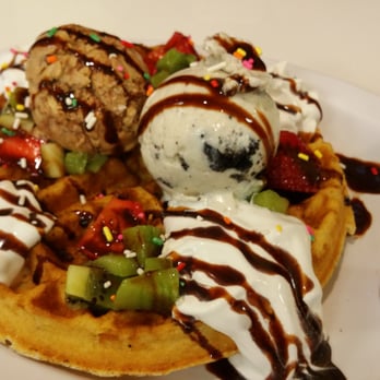 Happiness Cafe - Mm H waffle with coffee and cookies and cream ice cream - Ice Cream & Frozen Yogurt Near Me - San Jose, California Happiness Cafe - Mm H waffle with coffee and cookies and cream ice cream - Ice Cream & Frozen Yogurt Near Me - San Jose, California