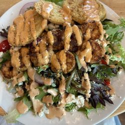 Leah's Kitchen - Fried green tomatoes and shrimp with remoulade sauce