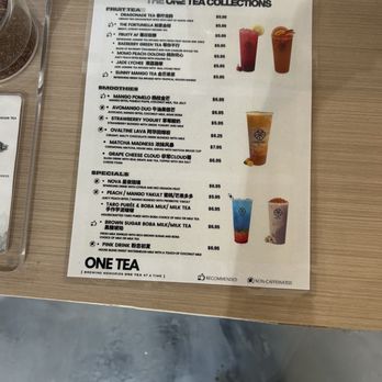 One Tea - menu - Bubble Tea Near Me - Temple City, California