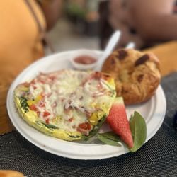 Folks Cafe - Ham omelette with croissant