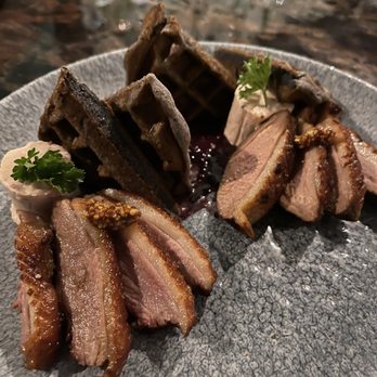 XO Restaurant - Duck Breast with MOCHI Waffles. Must Have. - Asian Fusion Near Me - Honolulu, Hawaii XO Restaurant - Duck Breast with MOCHI Waffles. Must Have. - Asian Fusion Near Me - Honolulu, Hawaii