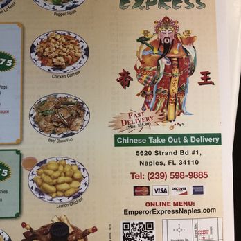 Emperor Express - Recently updated the menu! They also have QR code that you can scan it to visit their website. - Chinese Near Me - Naples, Florida Emperor Express - Recently updated the menu! They also have QR code that you can scan it to visit their website. - Chinese Near Me - Naples, Florida