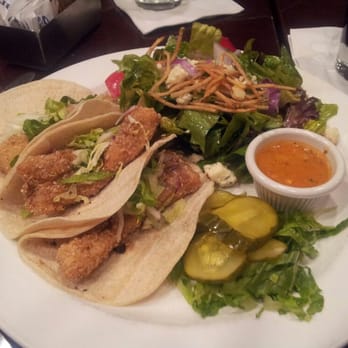Oceano Bistro - Fish taco lunch special w market salad for extra $1 - Seafood Near Me - Clayton, Missouri Oceano Bistro - Fish taco lunch special w market salad for extra $1 - Seafood Near Me - Clayton, Missouri