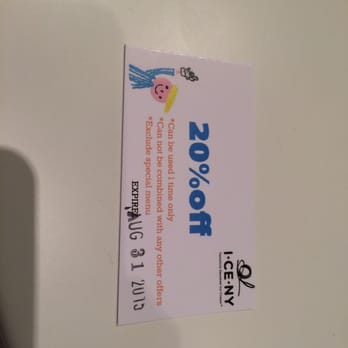 I CE NY - 20% off coupon ! Too bad it expires in less than a month - Desserts Near Me - New York, New York I CE NY - 20% off coupon ! Too bad it expires in less than a month - Desserts Near Me - New York, New York