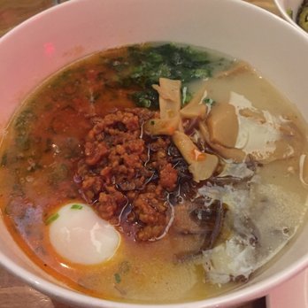 Chuko - Pork bone ramen with spicy ground pork and soft boiled egg - Asian Fusion Near Me - Brooklyn, New York